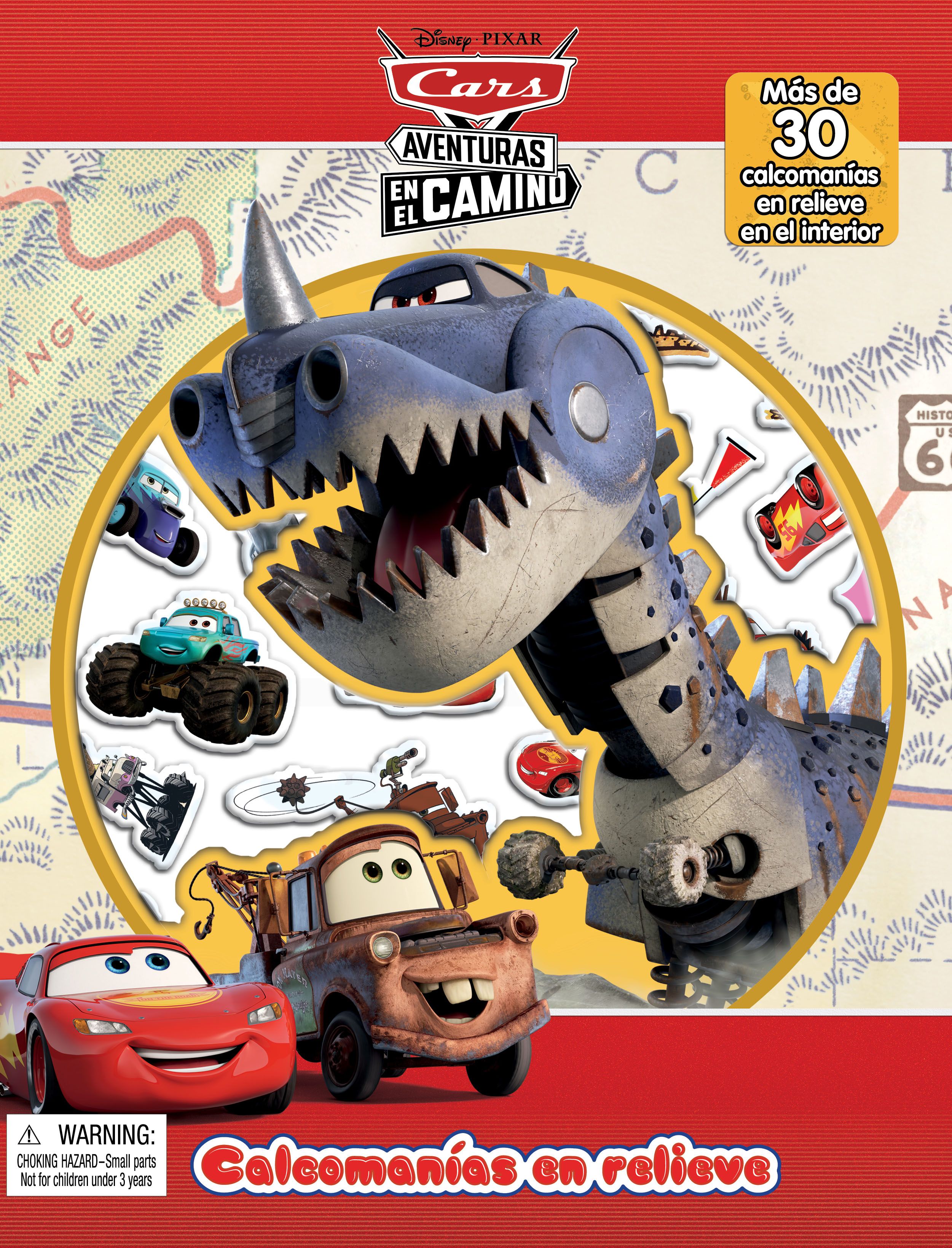 Portada DISNEY CARS AVENTURAS EN EL CAMINO CALCOMANIAS EN RELIEVE