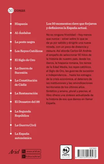 Contraportada 50 cosas que hay que saber sobre Historia de España