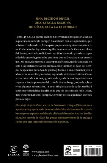 Contraportada El triunfo de Julio César (Serie Dictator 3)