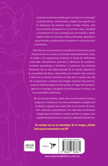 Contraportada Suelta la culpa al comer y sana la relación con tu cuerpo