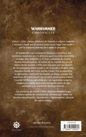 Contraportada Las aventuras de Gotrek y Félix Omnibus nº 02/06 (NE)