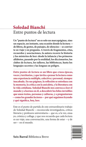 Contraportada Entre puntos de lectura