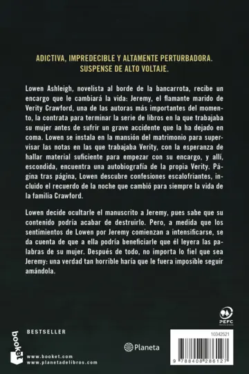 Contraportada Verity. La sombra de un engaño
