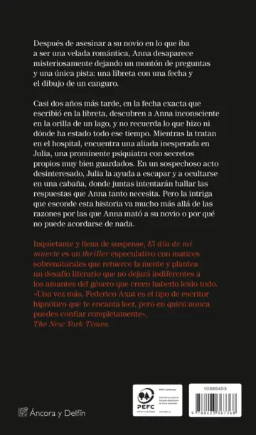 Contraportada El día de mi muerte