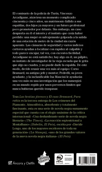 Contraportada Pura rabia (Serie Los crímenes del Piamonte 3)