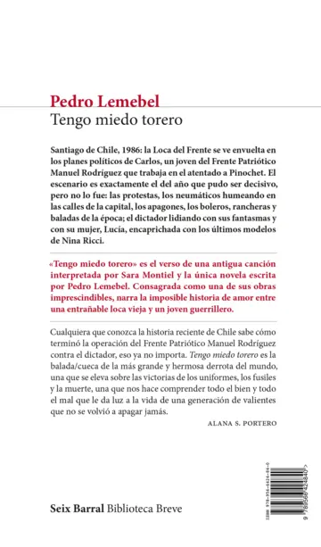 Contraportada Tengo miedo torero