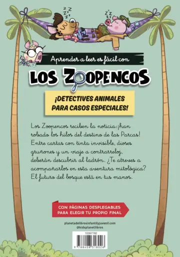 Contraportada Aprender a leer con... Los Detectives Zoopencos Letra ligada 2. Los dioses del Z