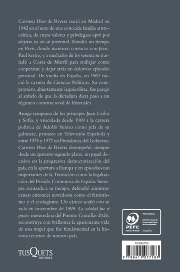 Contraportada La soledad fue el precio