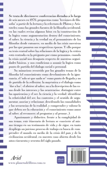 Contraportada La aparición de la lógica y crítica