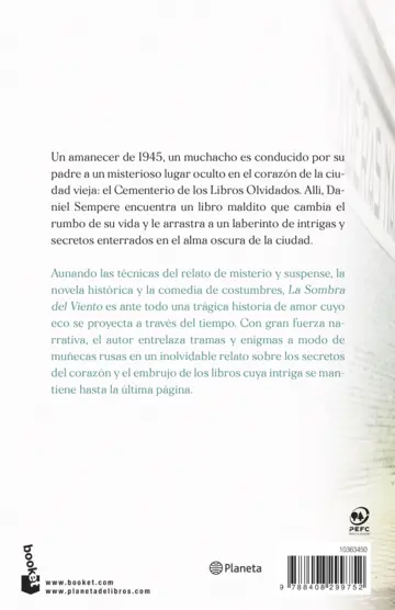 Contraportada La Sombra del Viento