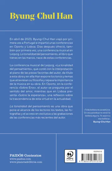 Contraportada La tonalidad del pensamiento